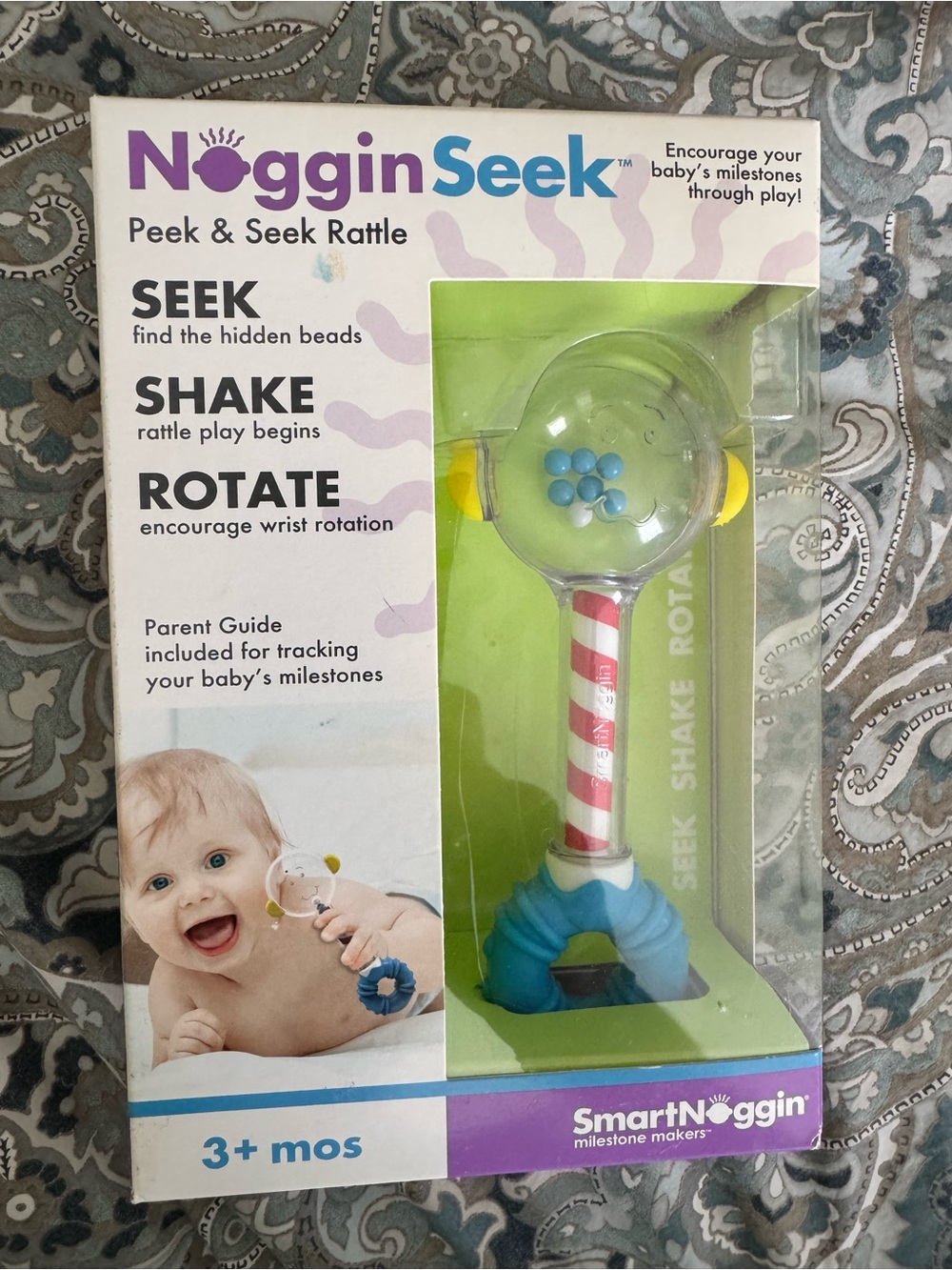 NogginSeek Peek & Seek Rattle - Blue and Yellow